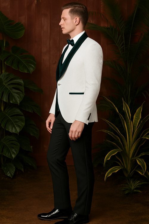 Mens Green and White Suits Tuxedos