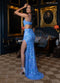 Beaded Sleeveless Slit Gown by Rachel Allan 70977