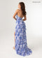 Print Halter Tiered Slit Gown by Rachel Allan 70985