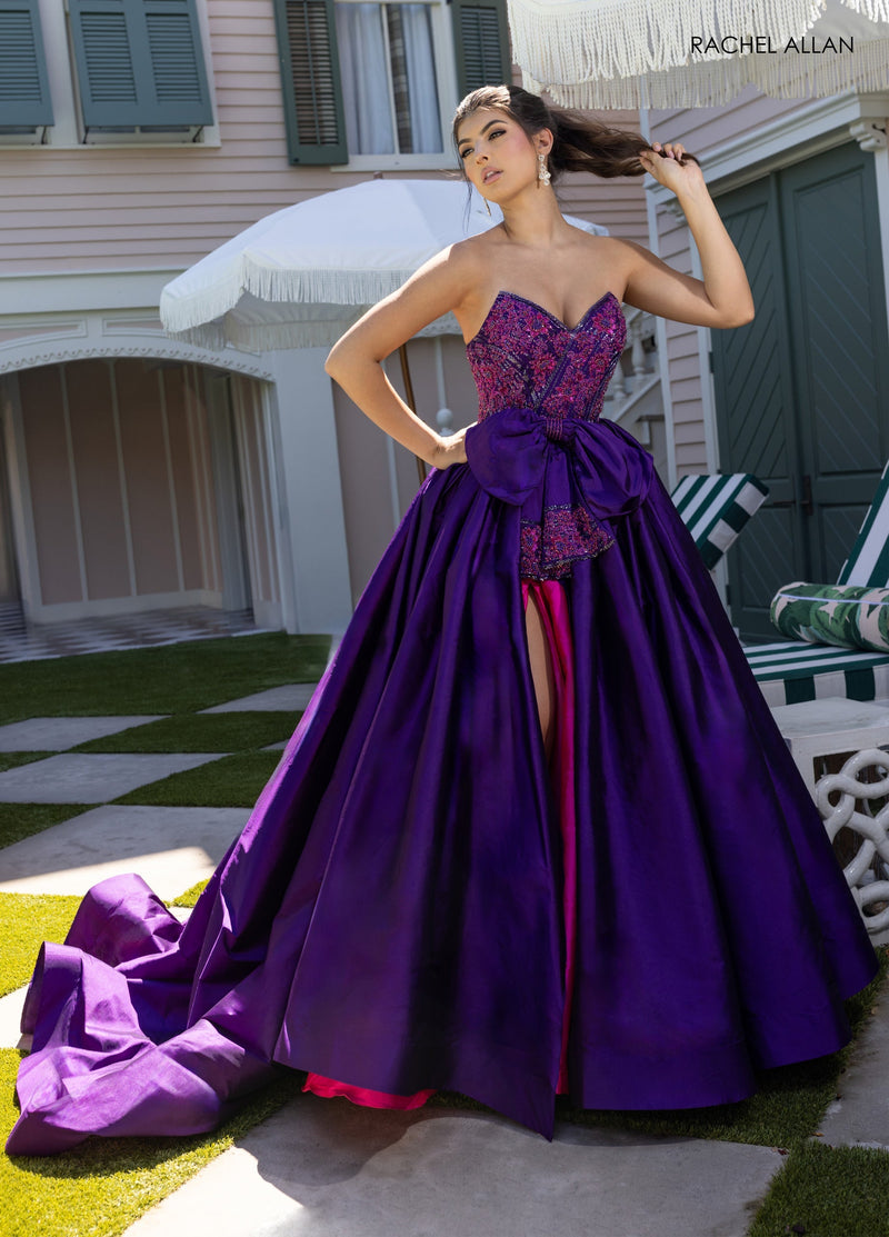 Strapless A-line Slit Gown by Rachel Allan 71068