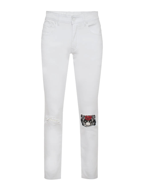 Skinny Jean with Skull knee patch