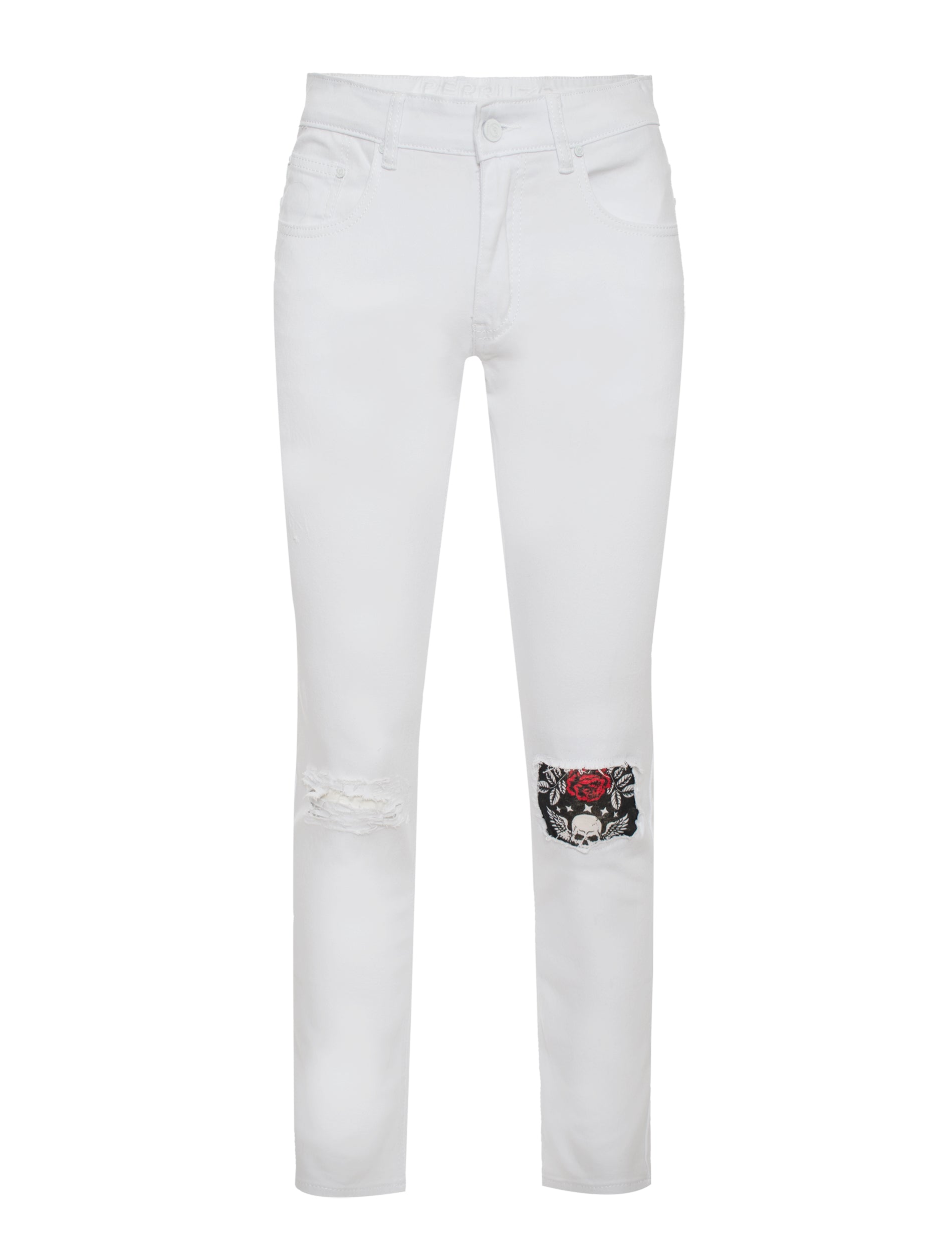 Skinny Jean with Skull knee patch