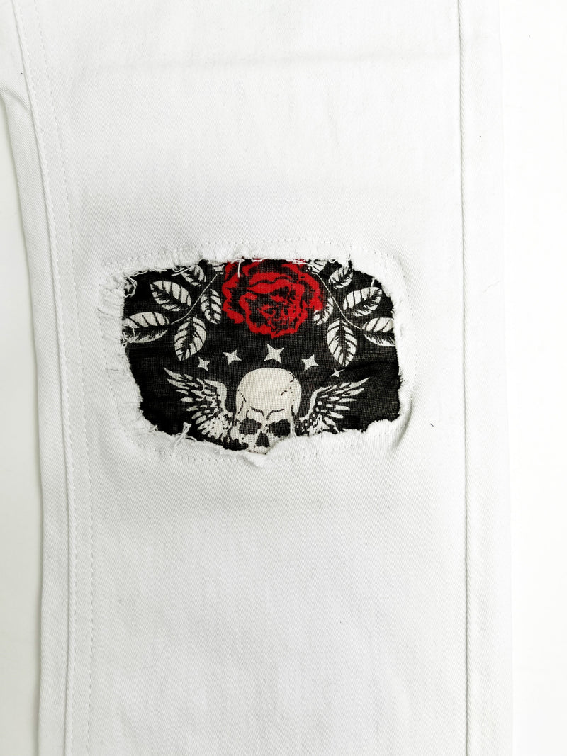 Skinny Jean with Skull knee patch