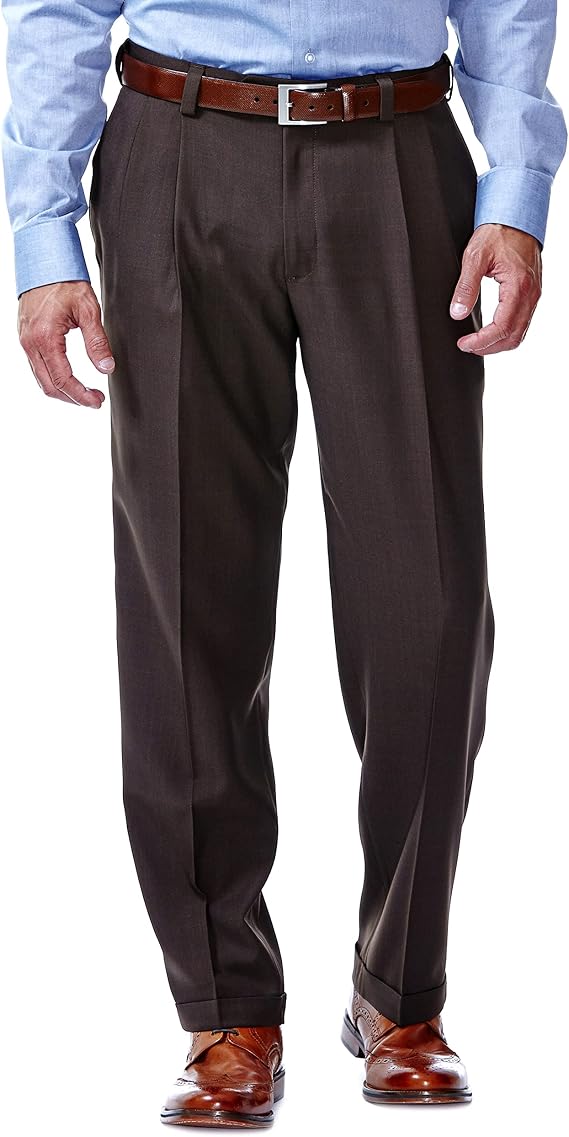 Mens E-Clo Repreve Classic Fit Pleat Front Dress Pant with Hidden Expandable Waistband
