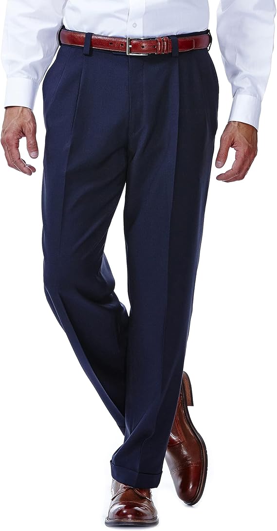 Mens E-Clo Repreve Classic Fit Pleat Front Dress Pant with Hidden Expandable Waistband