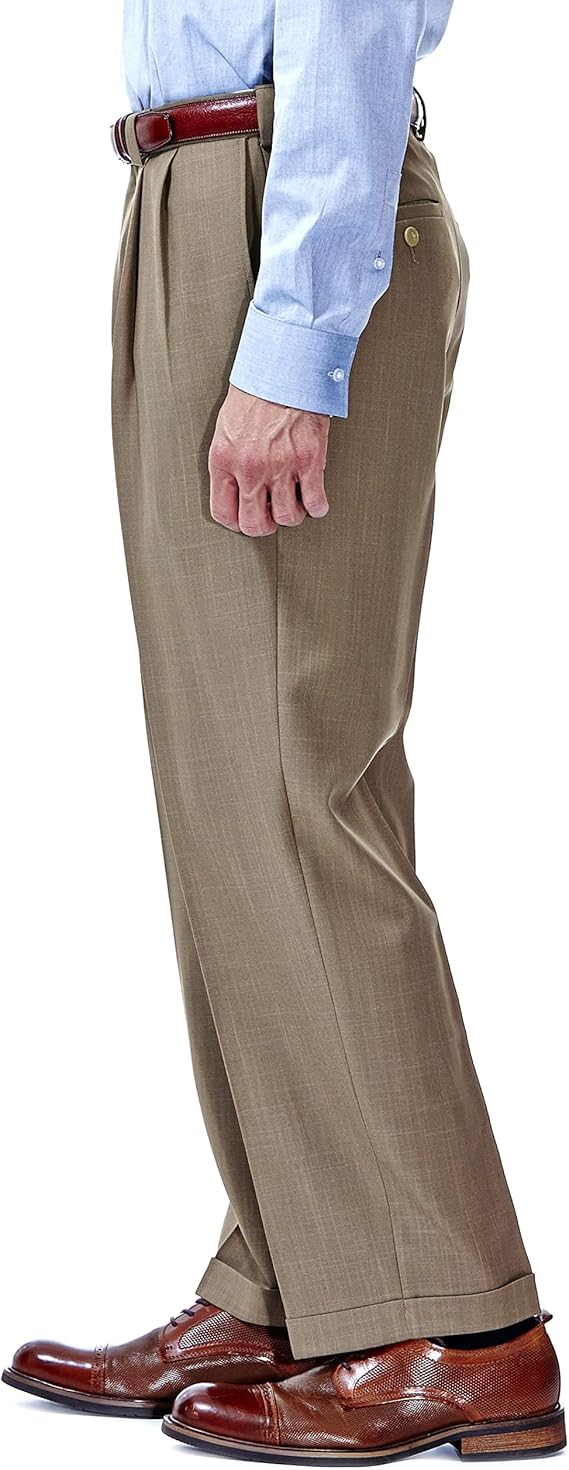 Mens E-Clo Repreve Classic Fit Pleat Front Dress Pant with Hidden Expandable Waistband