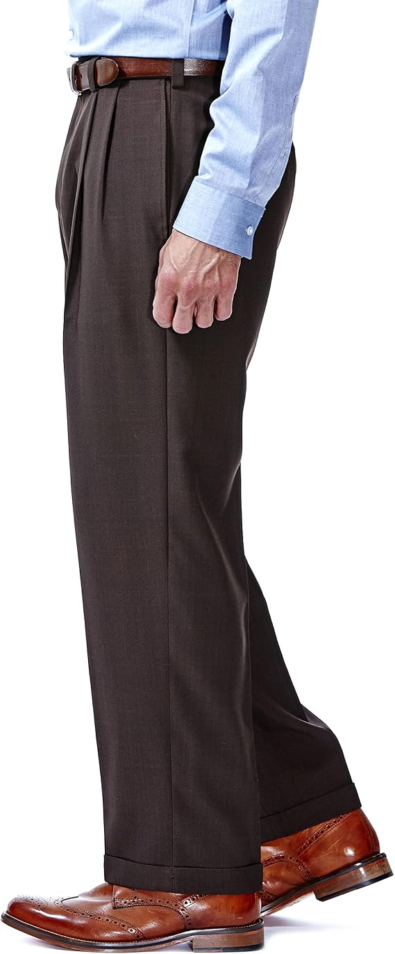 Mens E-Clo Repreve Classic Fit Pleat Front Dress Pant with Hidden Expandable Waistband