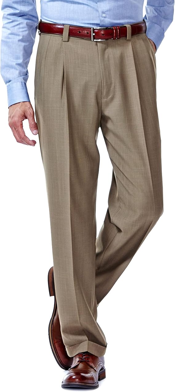 Mens E-Clo Repreve Classic Fit Pleat Front Dress Pant with Hidden Expandable Waistband