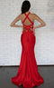 Jessica Angel JA745 Halter Fitted Open Back Lace-Up Back Ruched Jersey Dress
