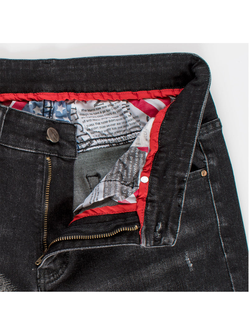 Tigger Motif on Skinny black denim
