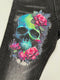 Skinny Denim with Skull print in black