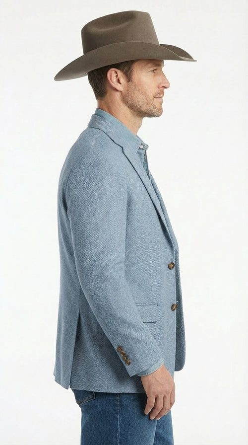 Mens Rugby Teal Baby Sky Western Blazer – Cowboy Style Casual Sport Coat for Men Classic Western Jacket in Light Blue Color