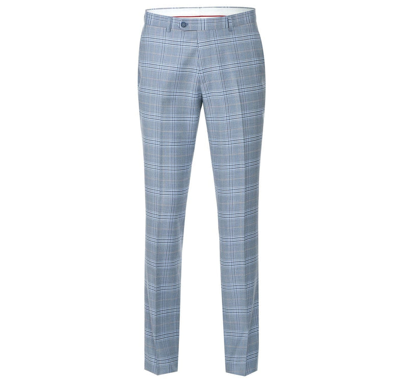 293-3 Men's 2-Piece Slim Fit Notch Lapel Stretch Windowpane Suit