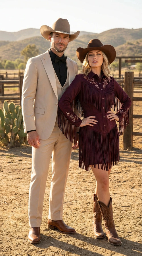 Men’s Tan Cowboy Suit – Western Formal Two Piece Suit for Weddings, Champaign Sand Color