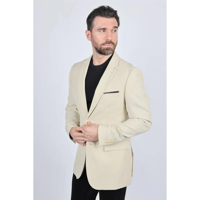 Mens Modern Fit Stretch Date Night Blazer - Beige
