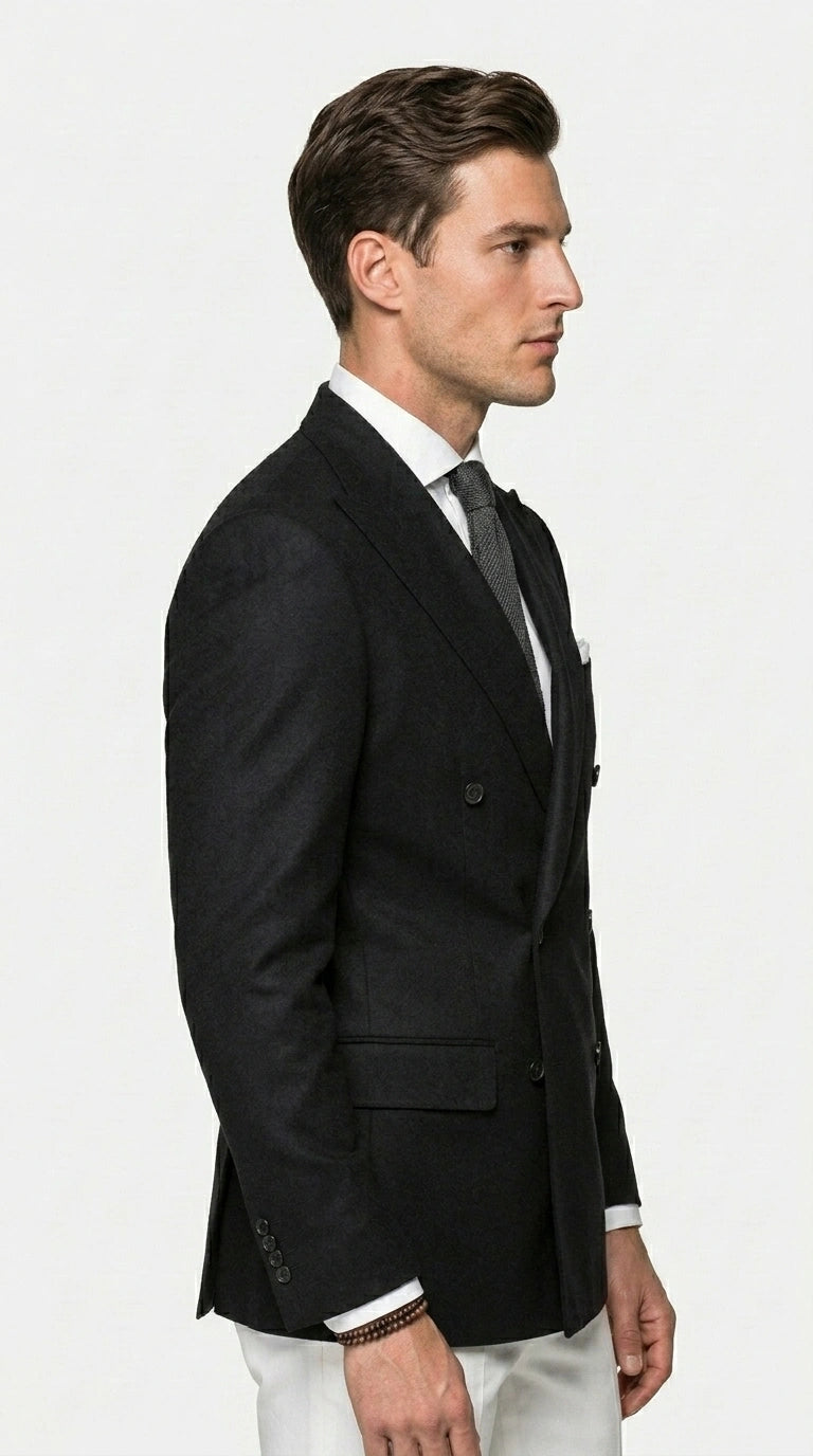 Men’s Black Double Breasted Blazer, Formal Wedding Business Casual Sport Coat Jacket