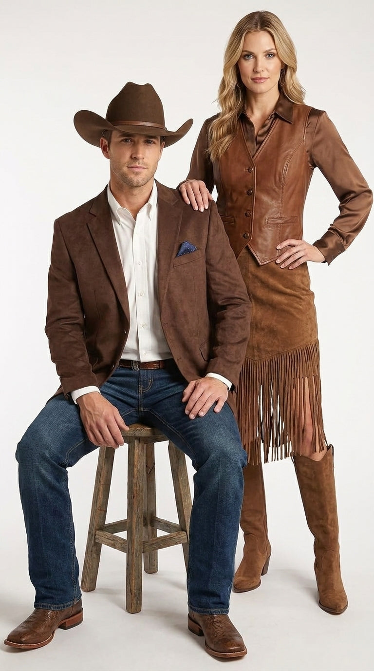 Men’s Brown Suede Western Blazer – Cowboy Style Sport Coat Jacket