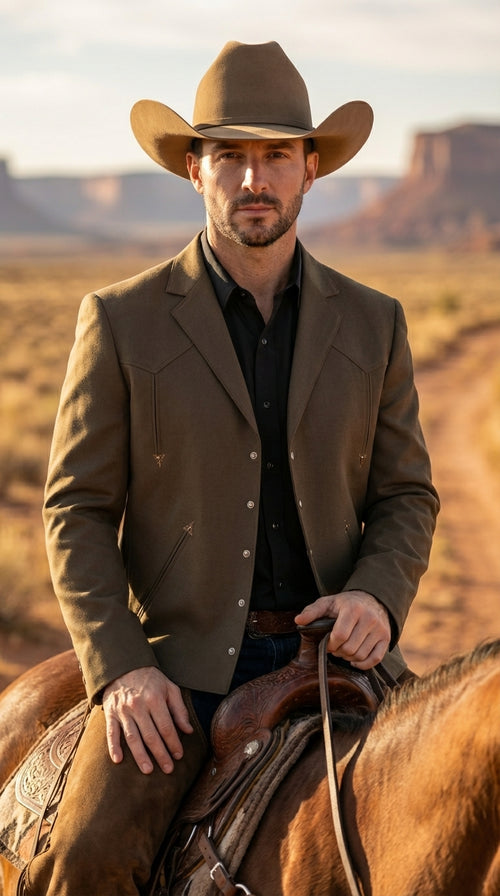 Mens Brown Western Blazer – Cowboy Style Casual Jacket Vintage Western Sport Coat Country Fashion Jacket