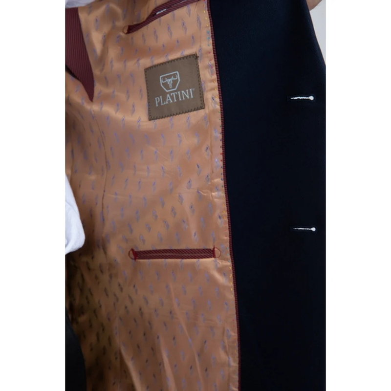 Mens Double Button Western Blazer - Navy