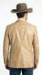 Menâs Champagne Gold Western Blazer, Formal Cowboy Wedding Ranch Sport Coat Jacket tan beige color sheen sharkskin fabric