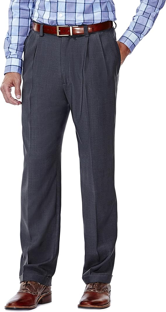 Mens E-Clo Repreve Classic Fit Pleat Front Dress Pant with Hidden Expandable Waistband
