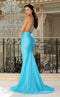 Jessica Angel JA827 Halter Fitted Open Back Ruched Train Prom Jersey Dress