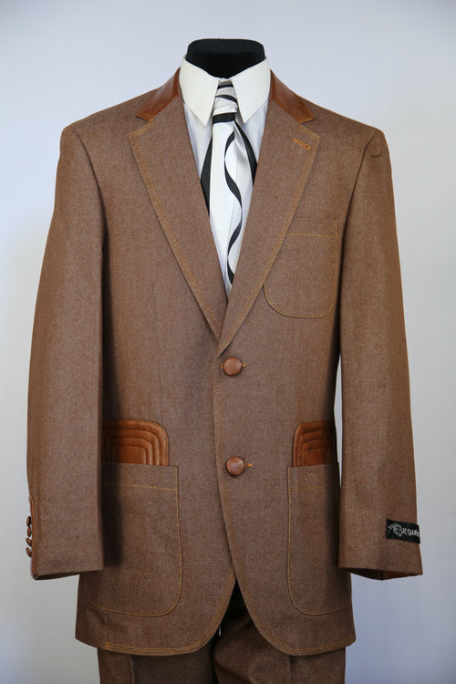 Denim Suit - Denim Blazer - Jean Fabric Suit - Rust Patch Pocket