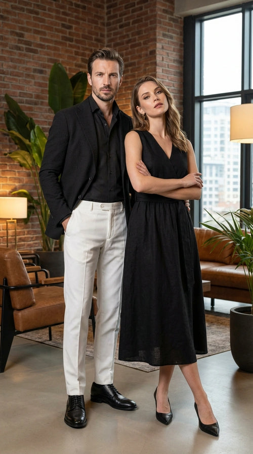 Men’s Black Seersucker Blazer – Textured Two-Button Notch Lapel Formal & Summer Sport Jacket in Black Tone-on-Tone Cotton Fabric