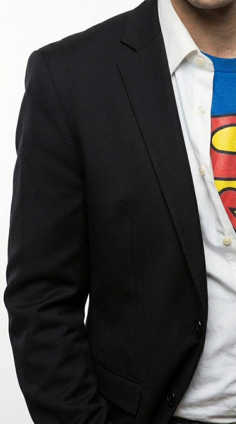 Mens Black Blazer – Clark Kent Inspired Smart Casual Office Blazer for Men Classic Everyday Formal Jacket