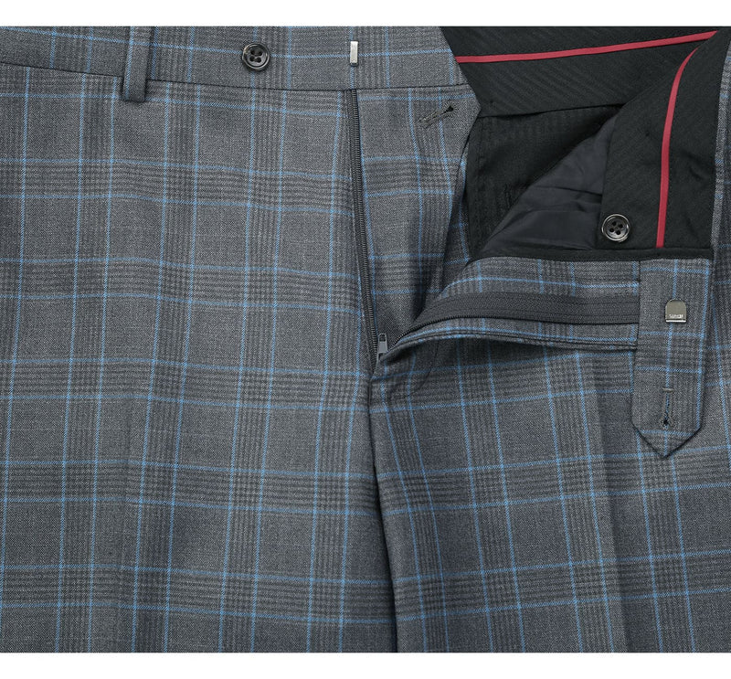 293-5 Men's Two Piece Classic Fit Windowpane Check Dress Suit