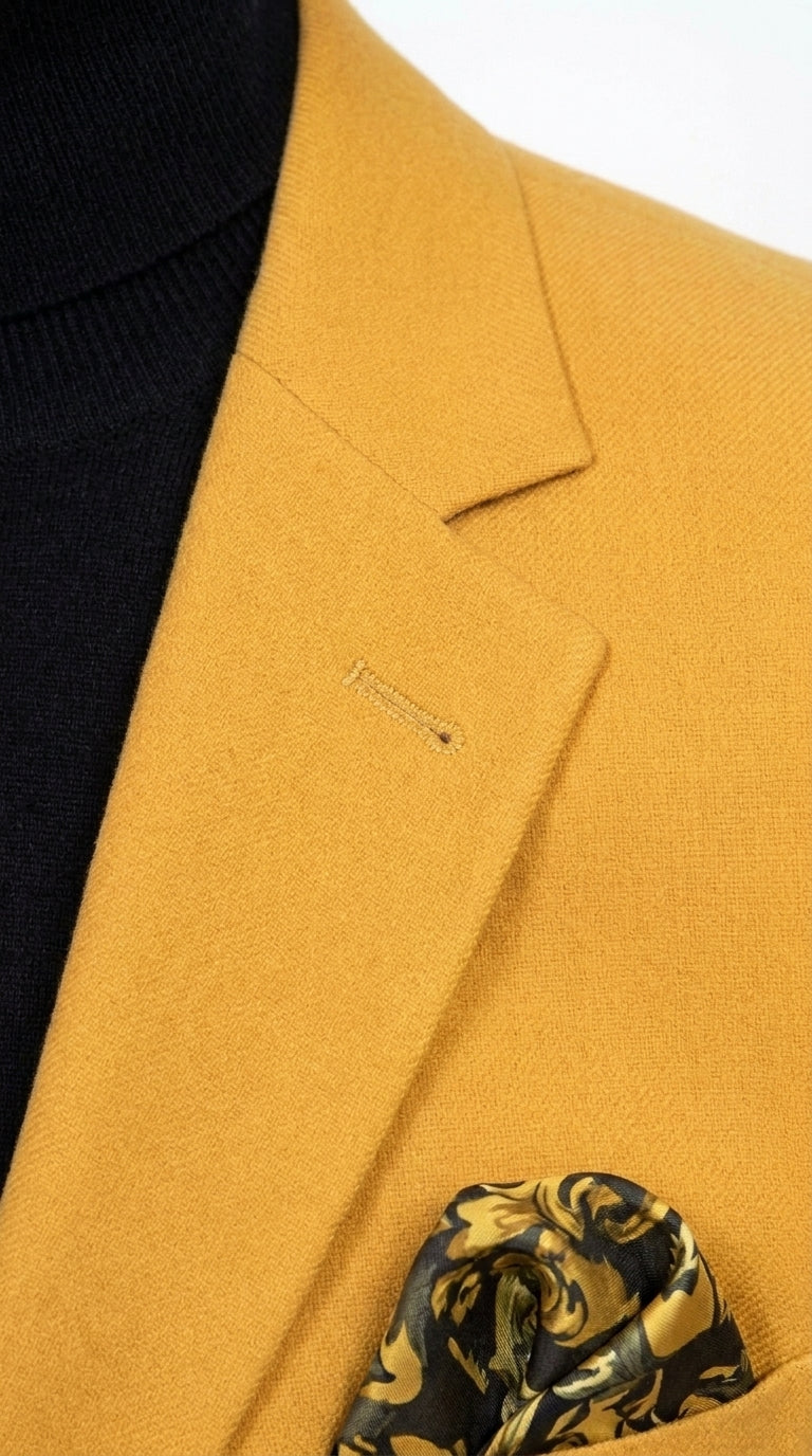 Men’s Mustard Gold Blazer, Fashion Sport Coat Wedding Party Church Dress Jacket
