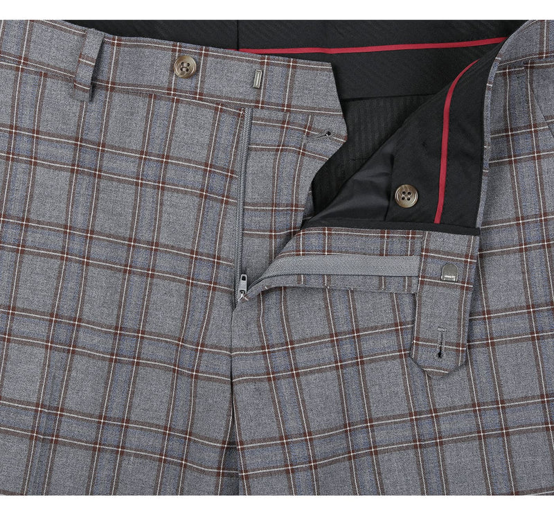 293-7 Men's Two Piece Slim Fit Stretch Windowpane Check Dress Suit