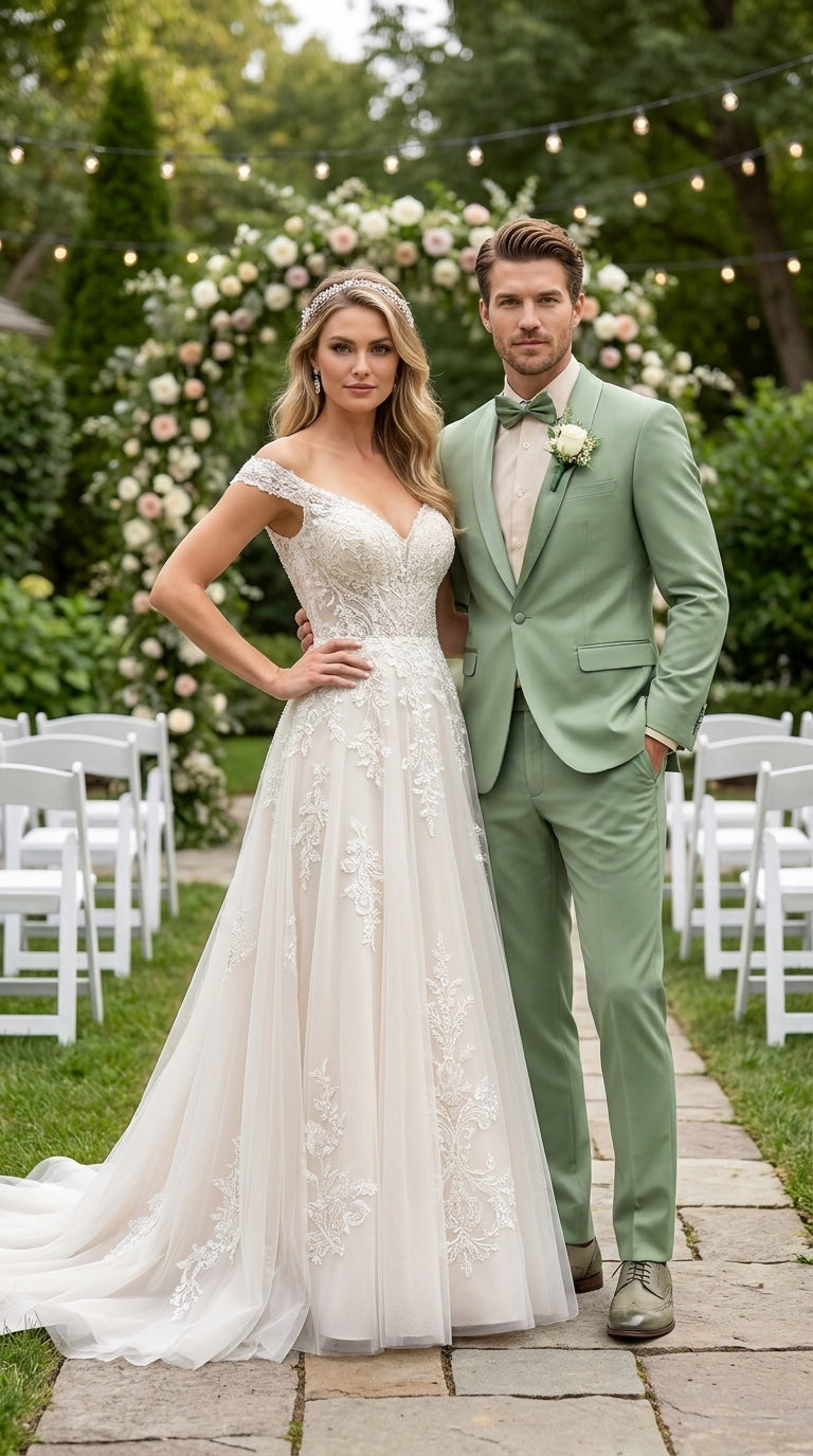 Mens Sage Green Wedding Tuxedo, Shawl Lapel Formal Groom Prom Tuxedo Suit