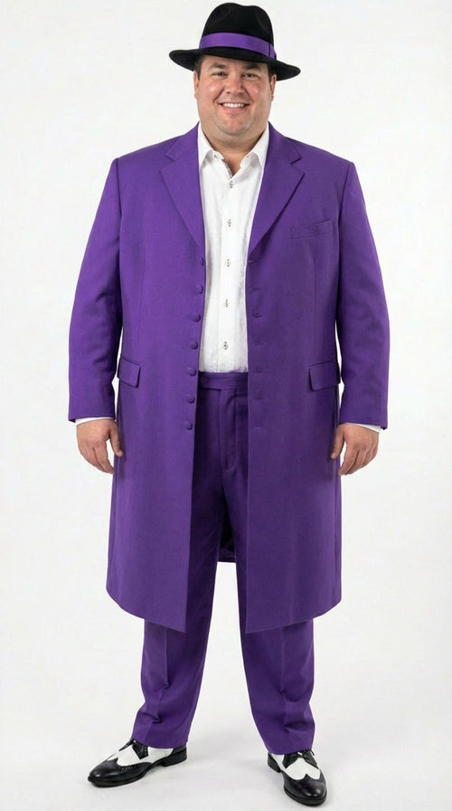 Purple Zoot Suits for Men | Classic Mafia & Gangster Style Long Coat Suit | Vintage 1920s–1940s Formal Outfit
