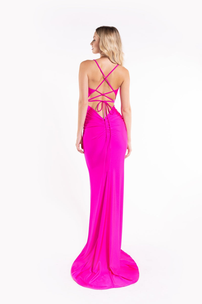 Abby Paris 90173 Sleeveless Cowl Neck Fitted Evening Gown