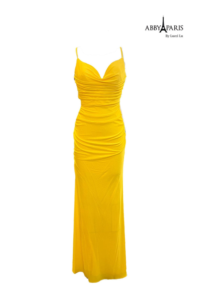 Abby Paris 90173 Sleeveless Cowl Neck Fitted Evening Gown