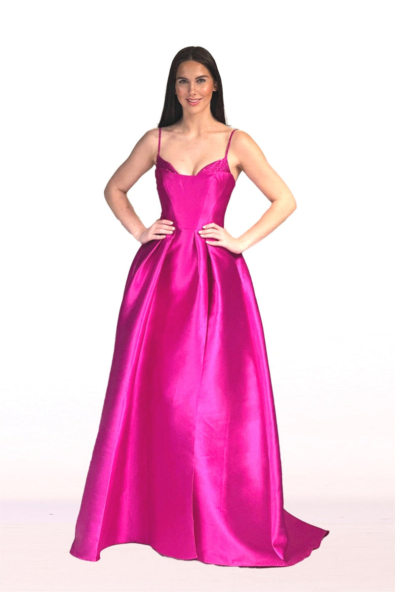 Abby Paris 90267 Taffeta Sleeveless Beaded A-Line Gown