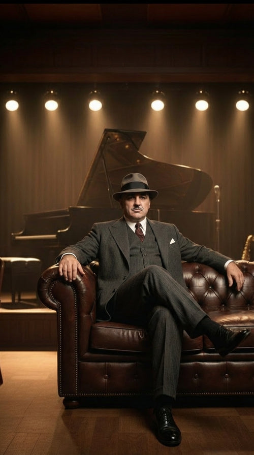 Al Capone Men’s Charcoal Gray Stripe 3-Piece Gangster Style Suit – 1920s Jazz Club Inspired Formal Suit Outfit