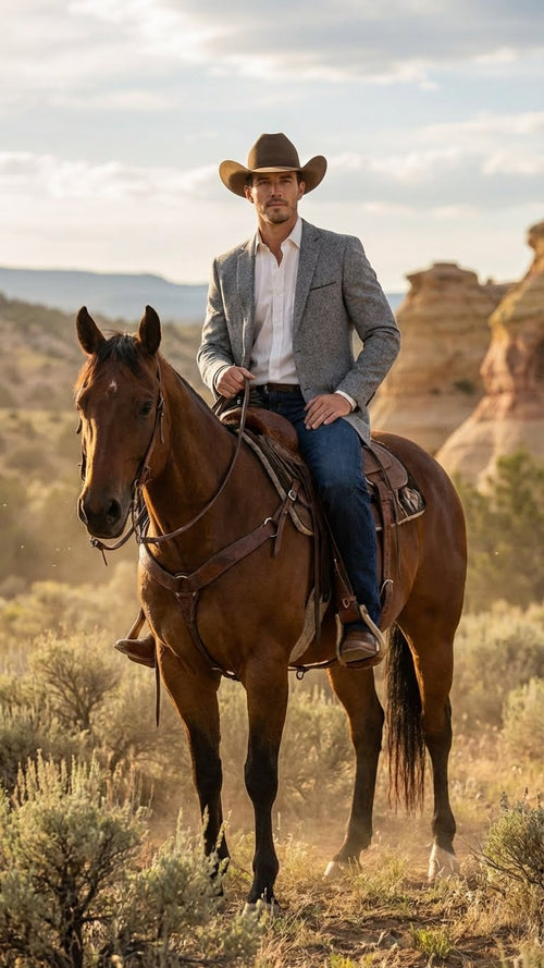 Men's Grey Tweed Herringbone Western Blazer Jacket Style Look, Textured Formal Casual Sport Coat for Jeans