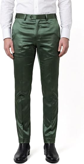 Mens Solid Color Shiny Satin Dress Pants 6VP1010