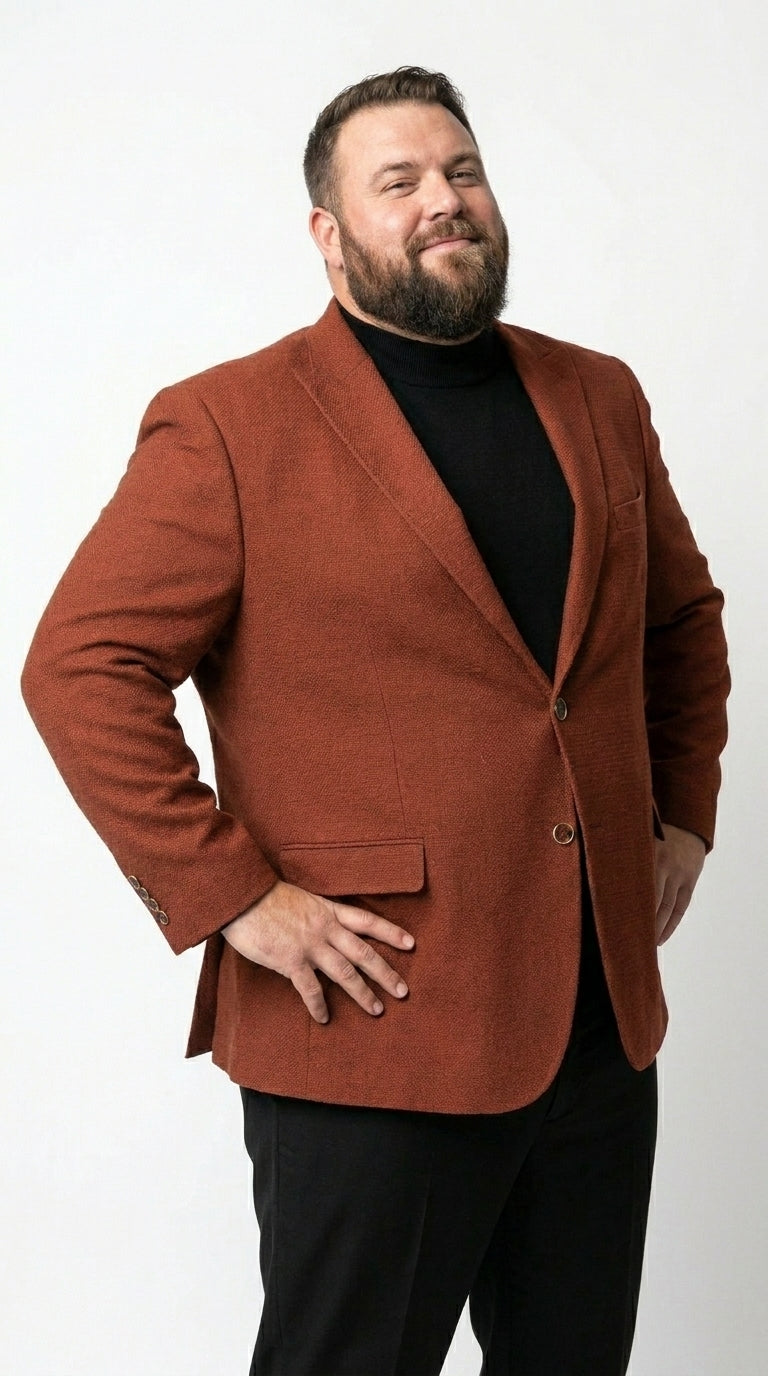 Men’s Rustic Brown Textured Blazer with Notched Lapel, Formal Dress Jacket for Weddings, Parties, Business Look