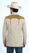 Men’s Khaki Western Blazer with Suede Yokes, Cowboy Sport Coat , Ranch and Country Events in Tan Khaki Color By Platini