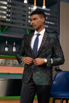 "Stacy Adams Men's Designer Tuxedo Jacket - Prom 2025 & Wedding, Green & Gold Floral Paisley"