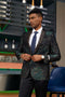 "Stacy Adams Men's Designer Tuxedo Jacket - Prom 2026 & Wedding, Green & Gold Floral Paisley"