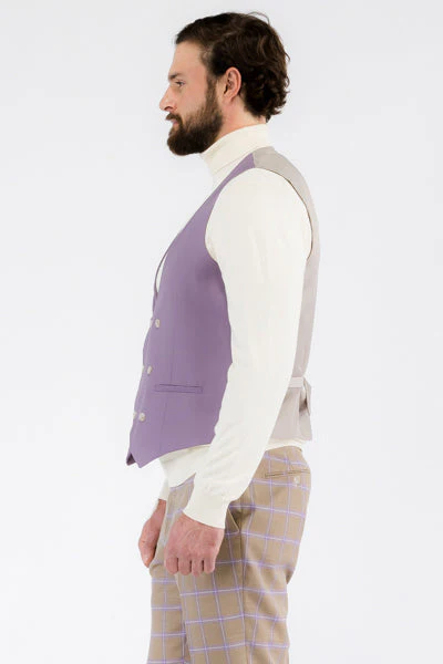 Modern Slim Fit Mens Suit – 2 Button Notch Lapel with U-Shaped Double Breasted Vest