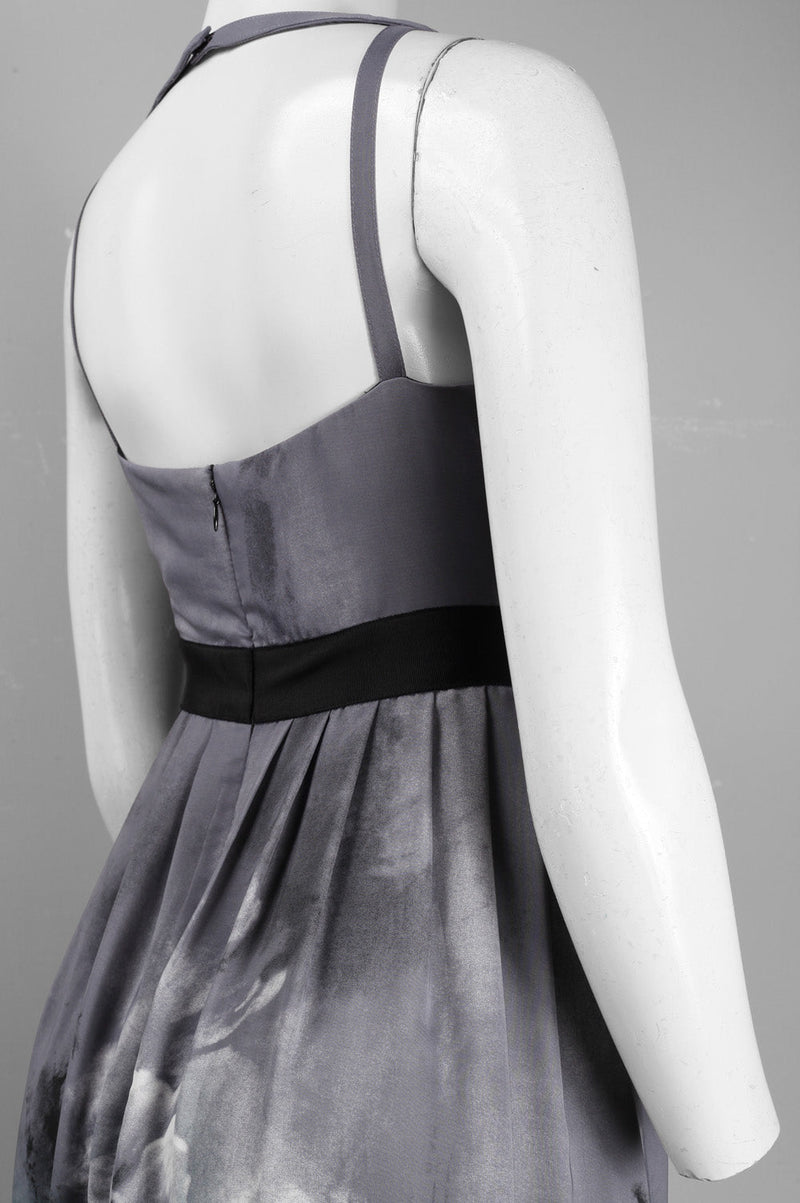 Adrianna Papell Cutout Neck Botanical A-Line Dress