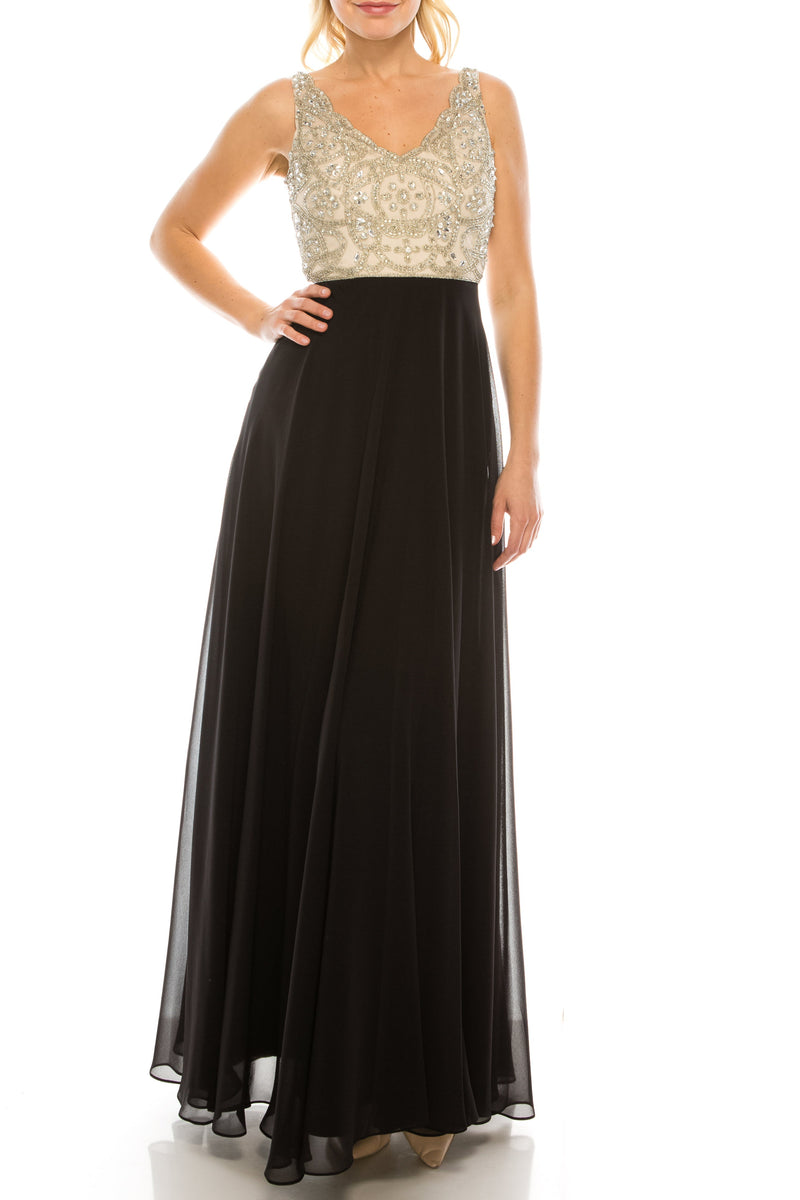 Aidan Mattox MD1E200982 Embellished Sleeveless A-Line Dress with Beaded Detailing