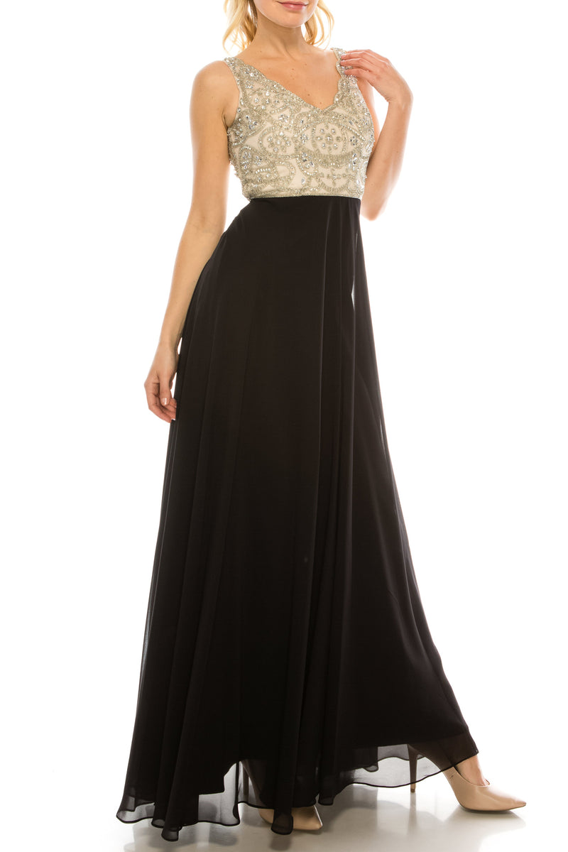 Aidan Mattox MD1E200982 Embellished Sleeveless A-Line Dress with Beaded Detailing