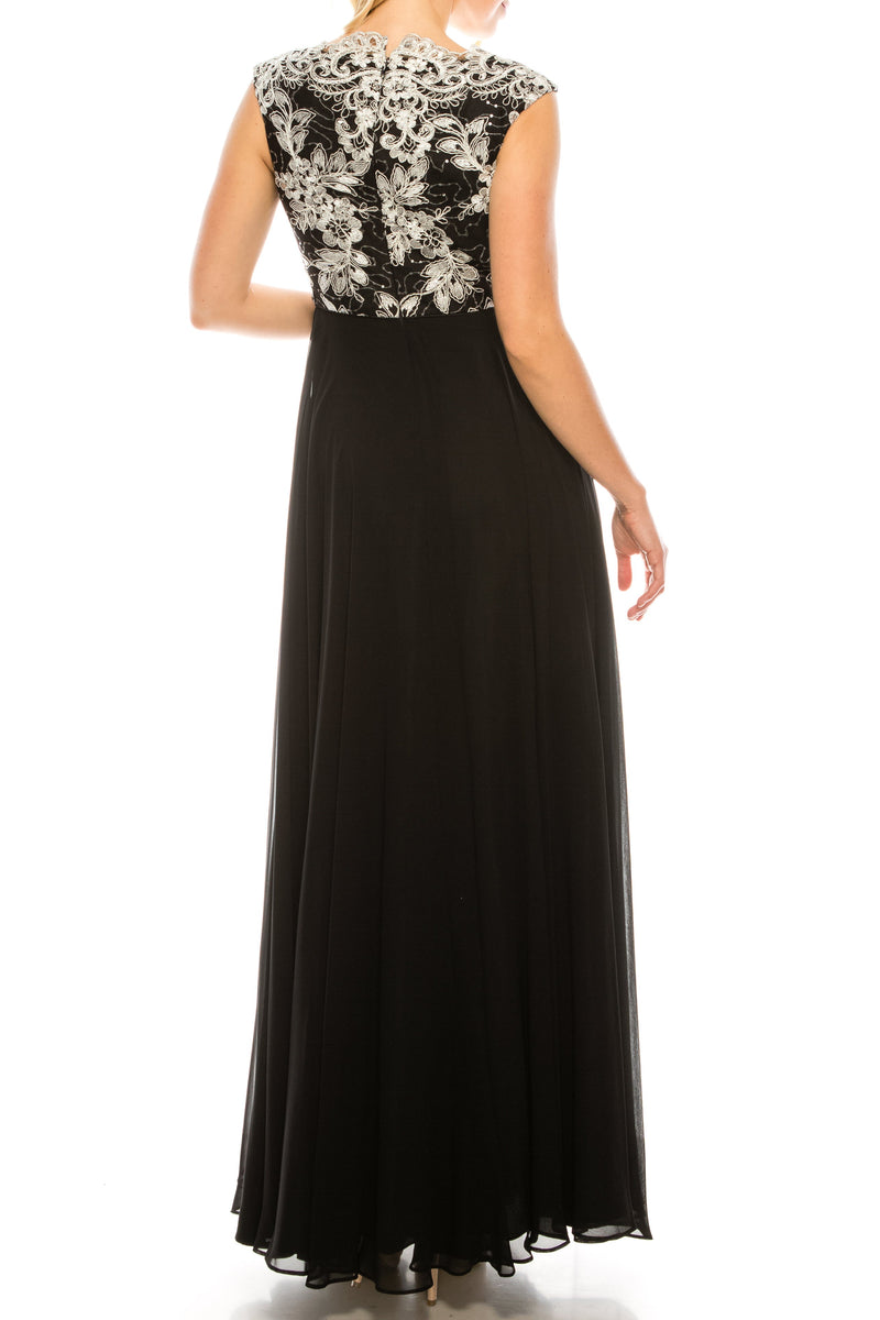 Aidan Mattox MD1E201158 Sleeveless Metallic Lace A-Line Dress
