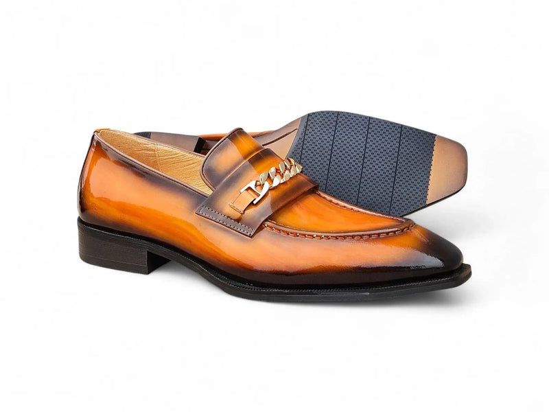 Carrucci Amber Patent Leather Chain Loafers